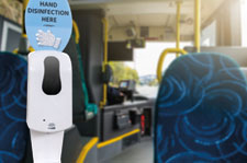 charter bus social distance hand sanitizing dispensers